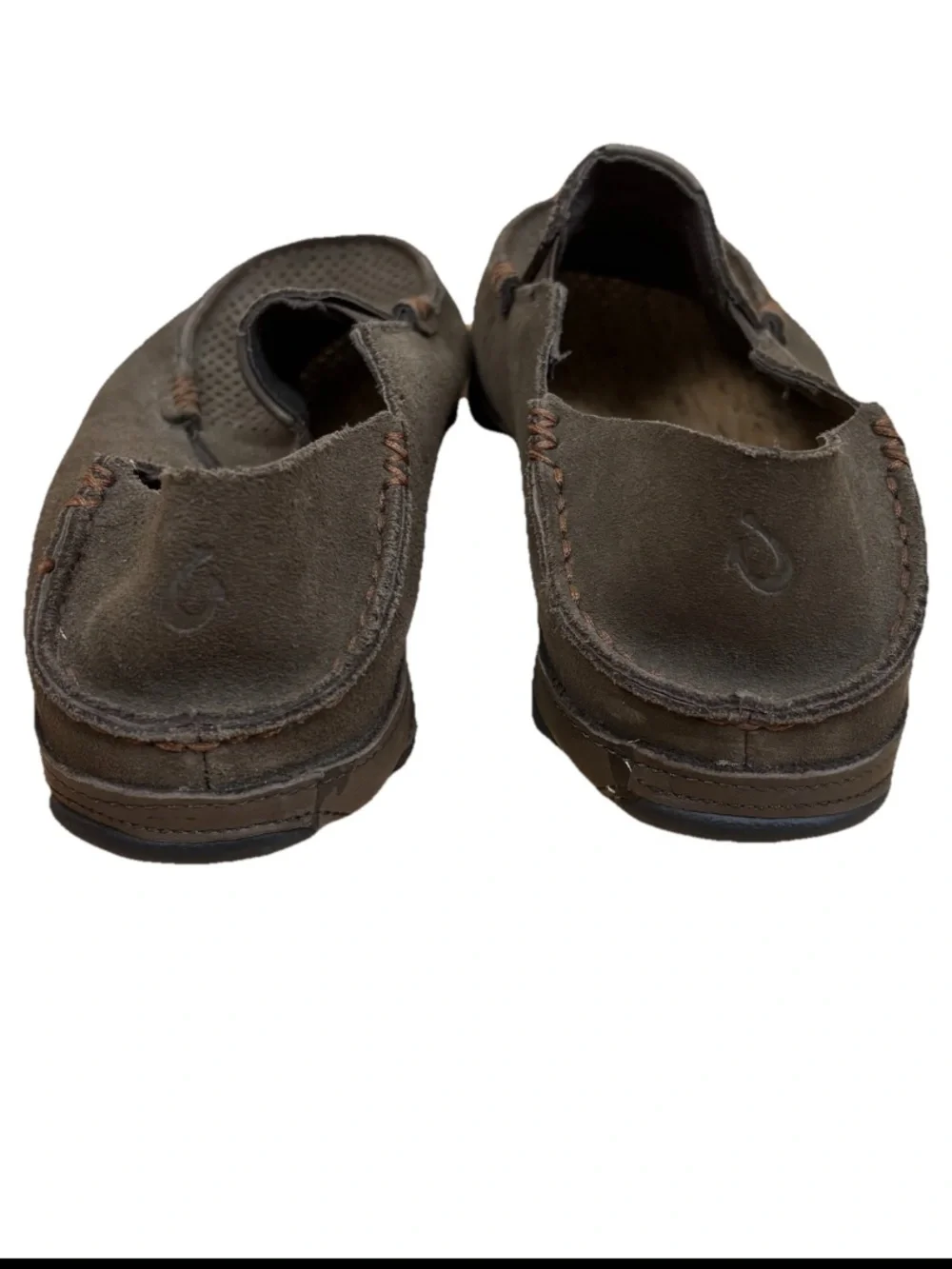 OluKai Moloa Kohana Collapsible Heel Shoes Men’s Size 9 Perforated Leather Brown